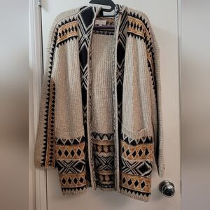 Aztec sweater cardigans with hoodie